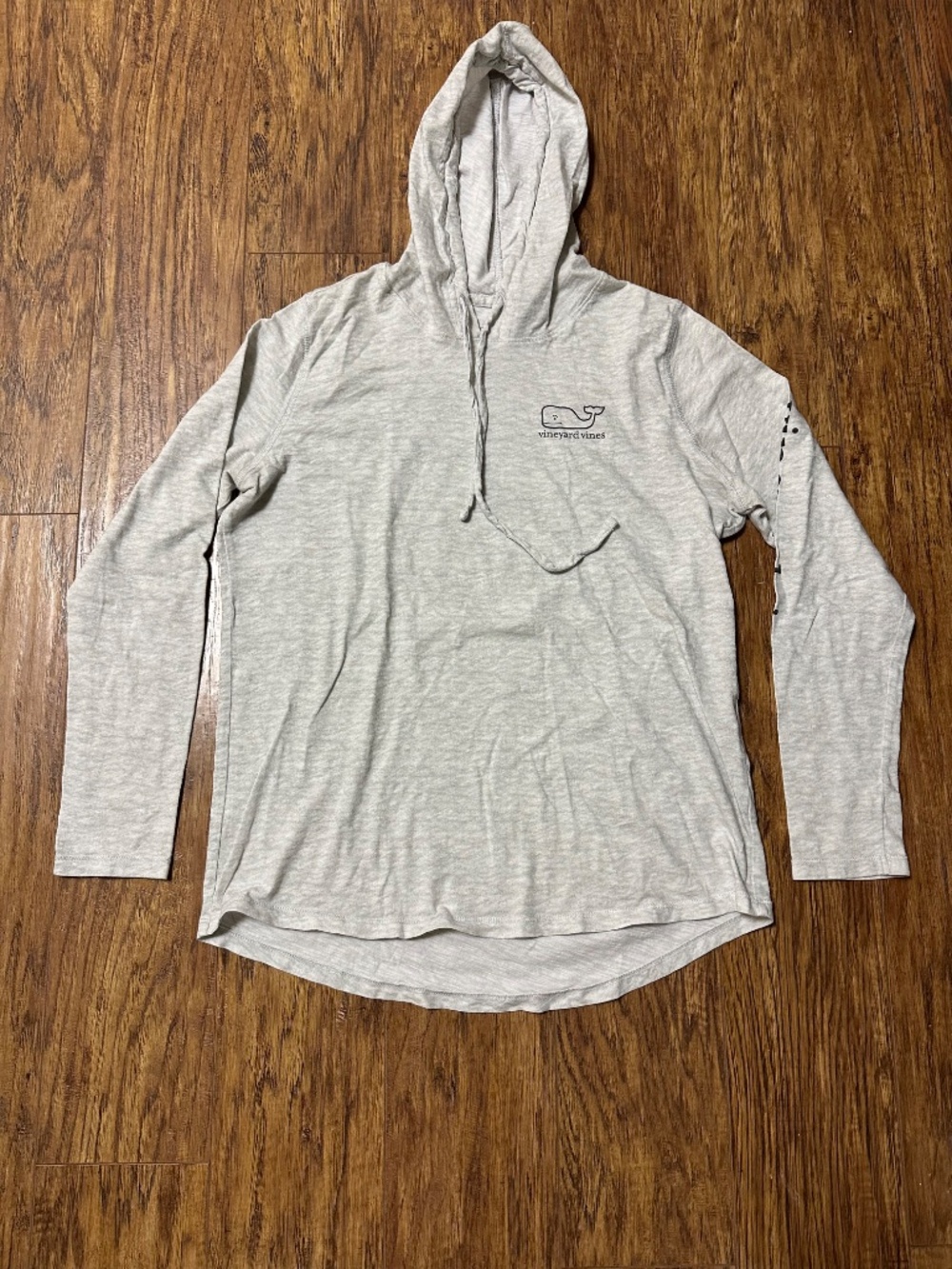 Vineyard Vines Women's Hooded Long Sleeve Shirt Light Grey Size Small